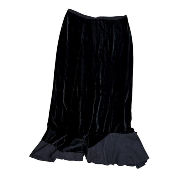 NWT Cynthia Ashby Lagenlook Velvet Asymmetrical Ruffle Hem Skirt - Picture 1 of 6